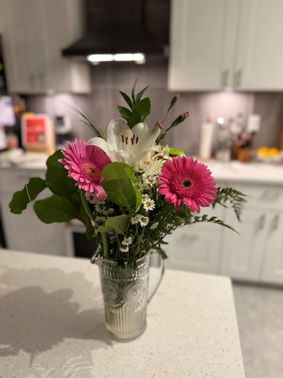 Fresh flowers on the kitchen table